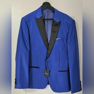 Elegant Royal Blue Tuxedo with Black Lapel New With Tags